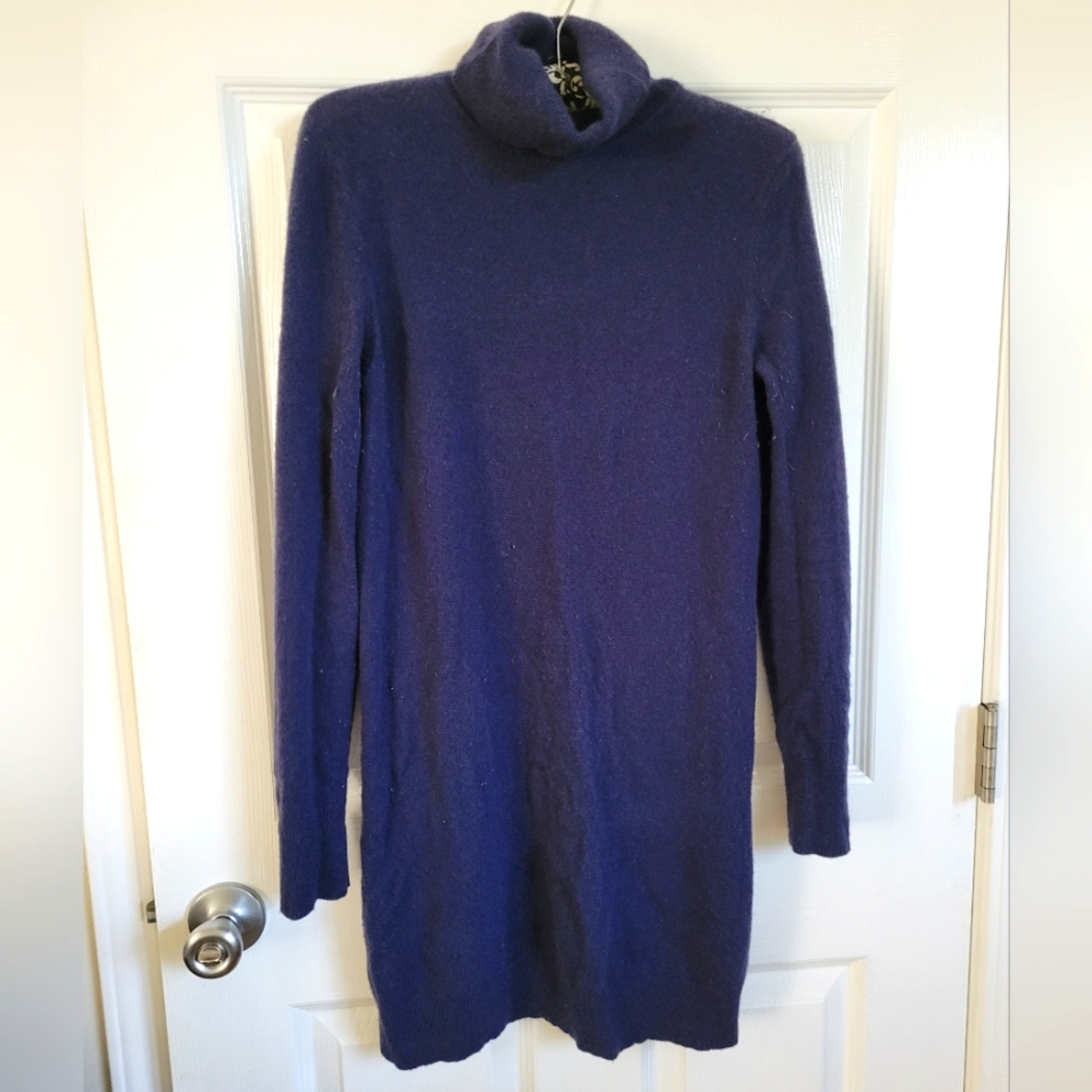 Equipment Femme Turtleneck Sweater Dress 100% Cashmere in Sz XS Navy